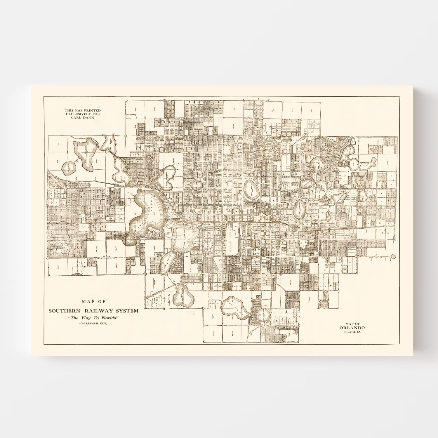 Vintage Map of Orlando, Florida 1923