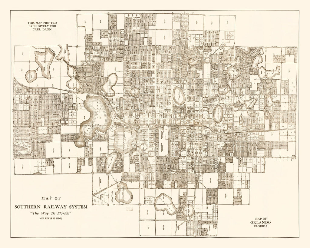 Vintage Map of Orlando, Florida 1923