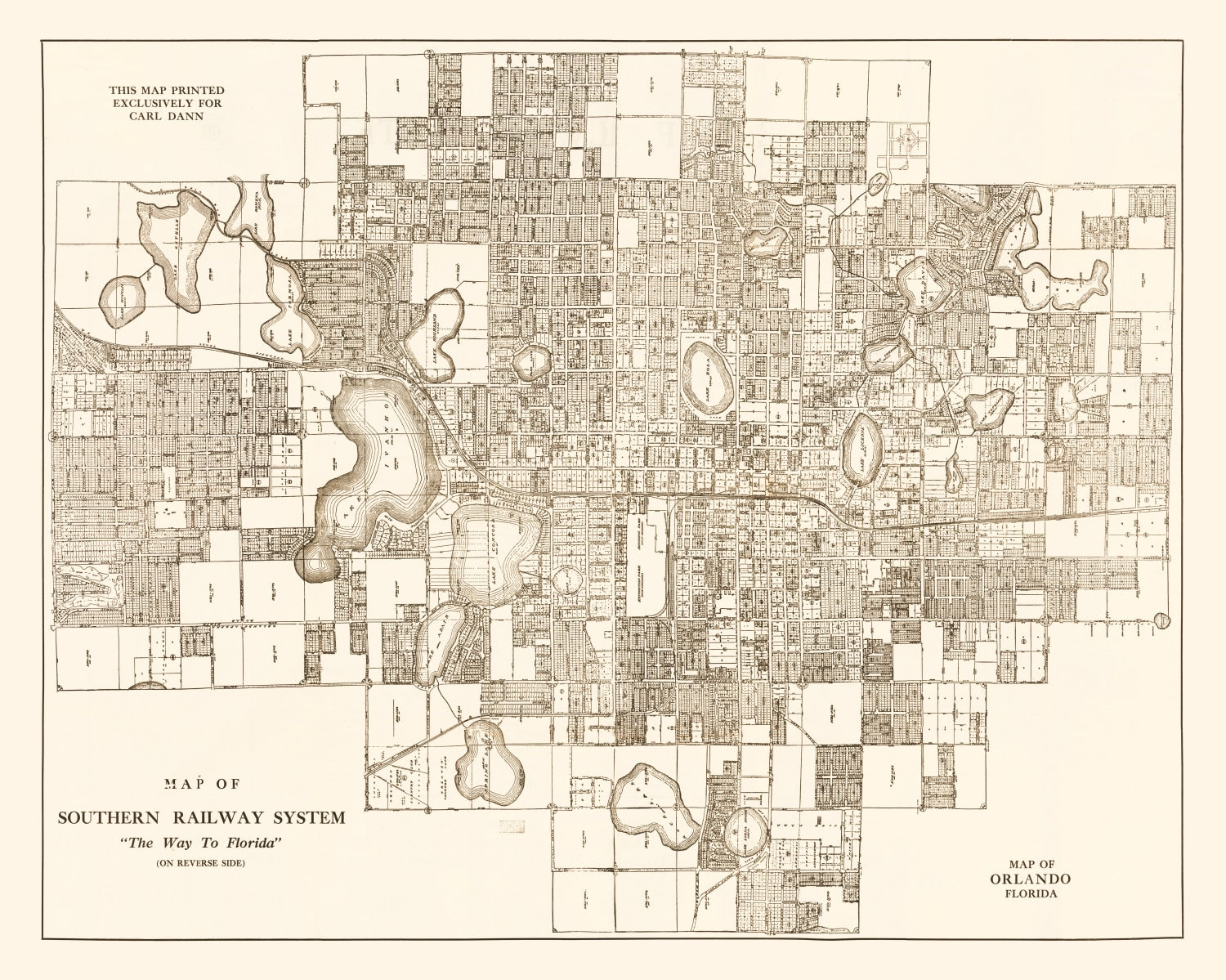 Vintage Map of Orlando, Florida 1923