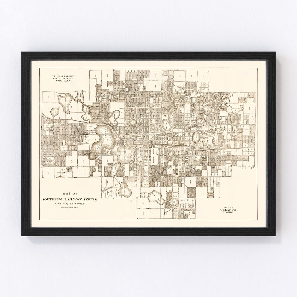 Vintage Map of Orlando, Florida 1923