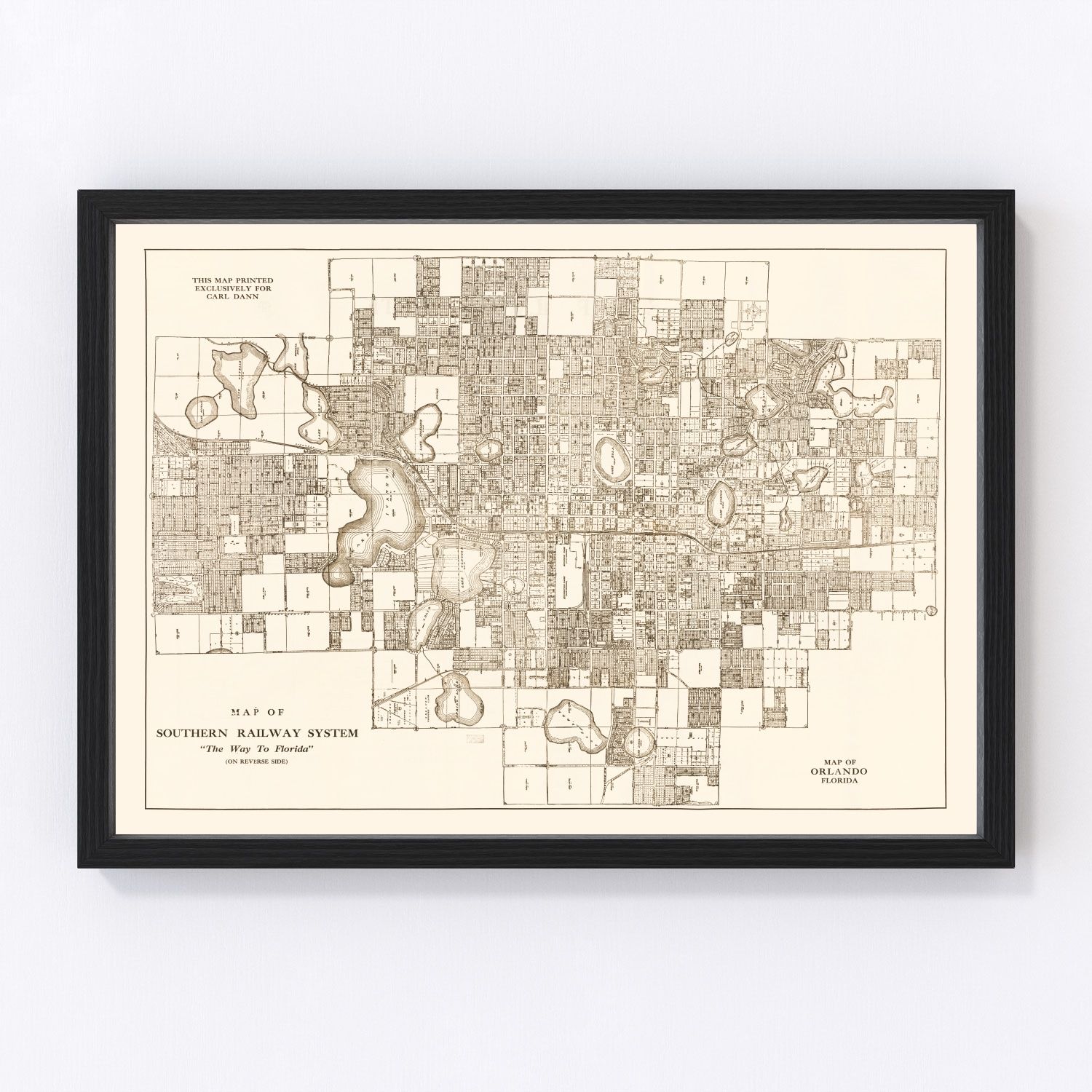Vintage Map of Orlando, Florida 1923