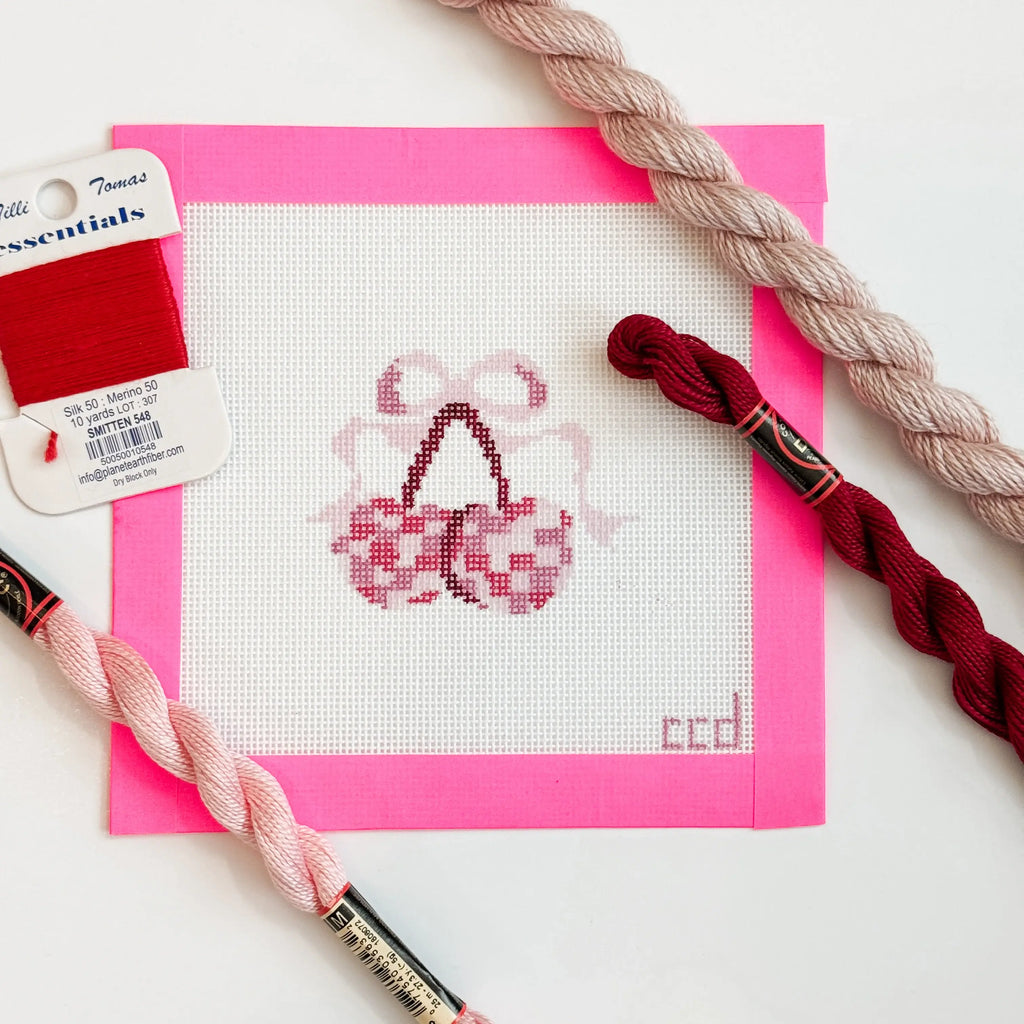 Cotswold Co Designs - Disco Cherries Coquette Needlepoint Canvas, 18 mesh, 3”