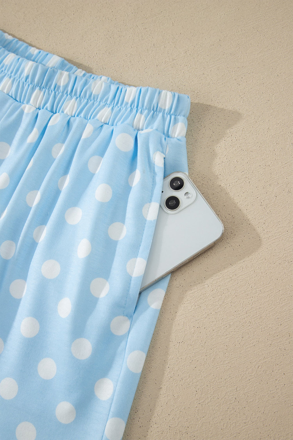 Polka Dot Colorblock Mock Neck & Shorts Set