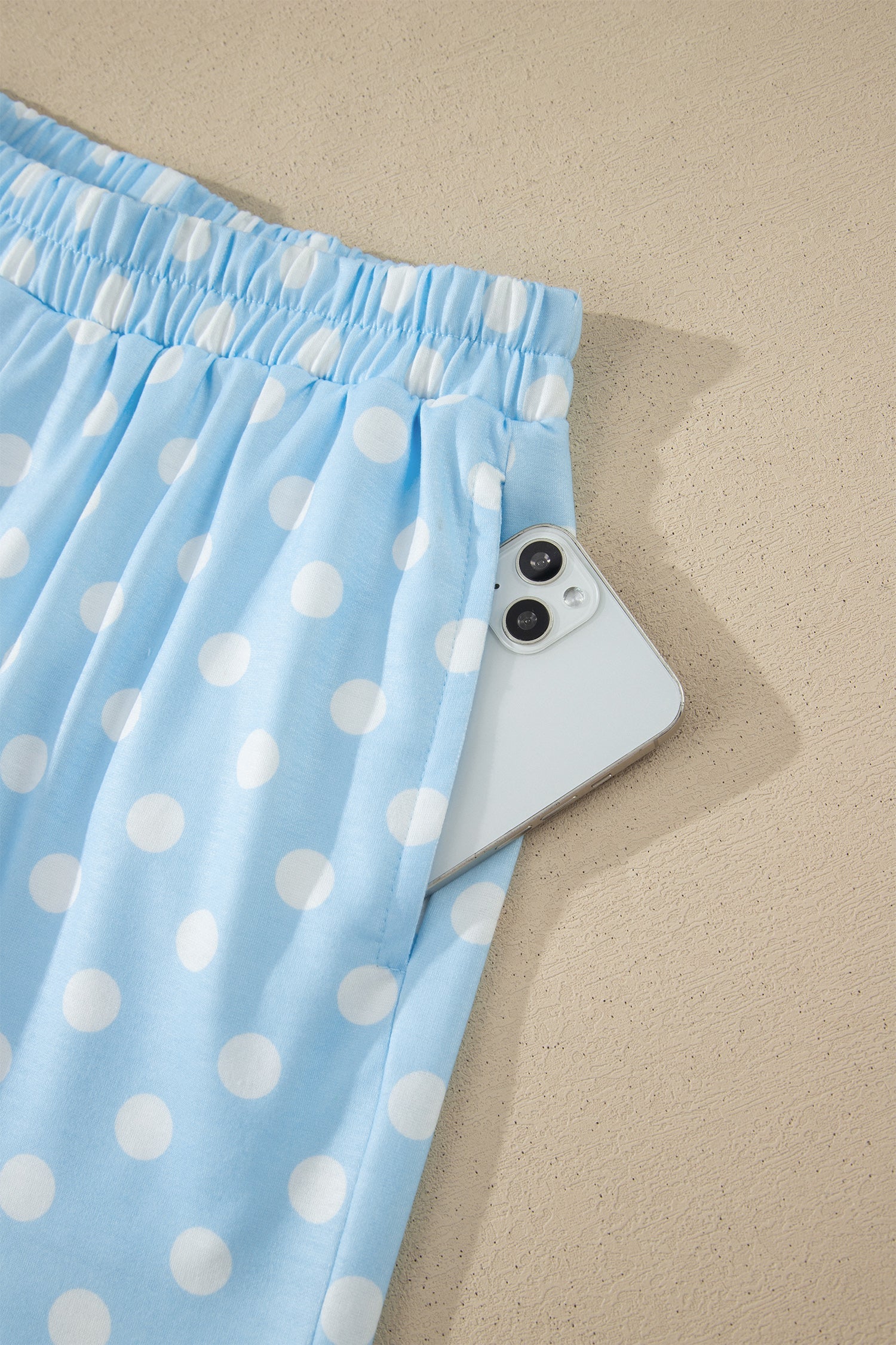 Polka Dot Colorblock Mock Neck & Shorts Set