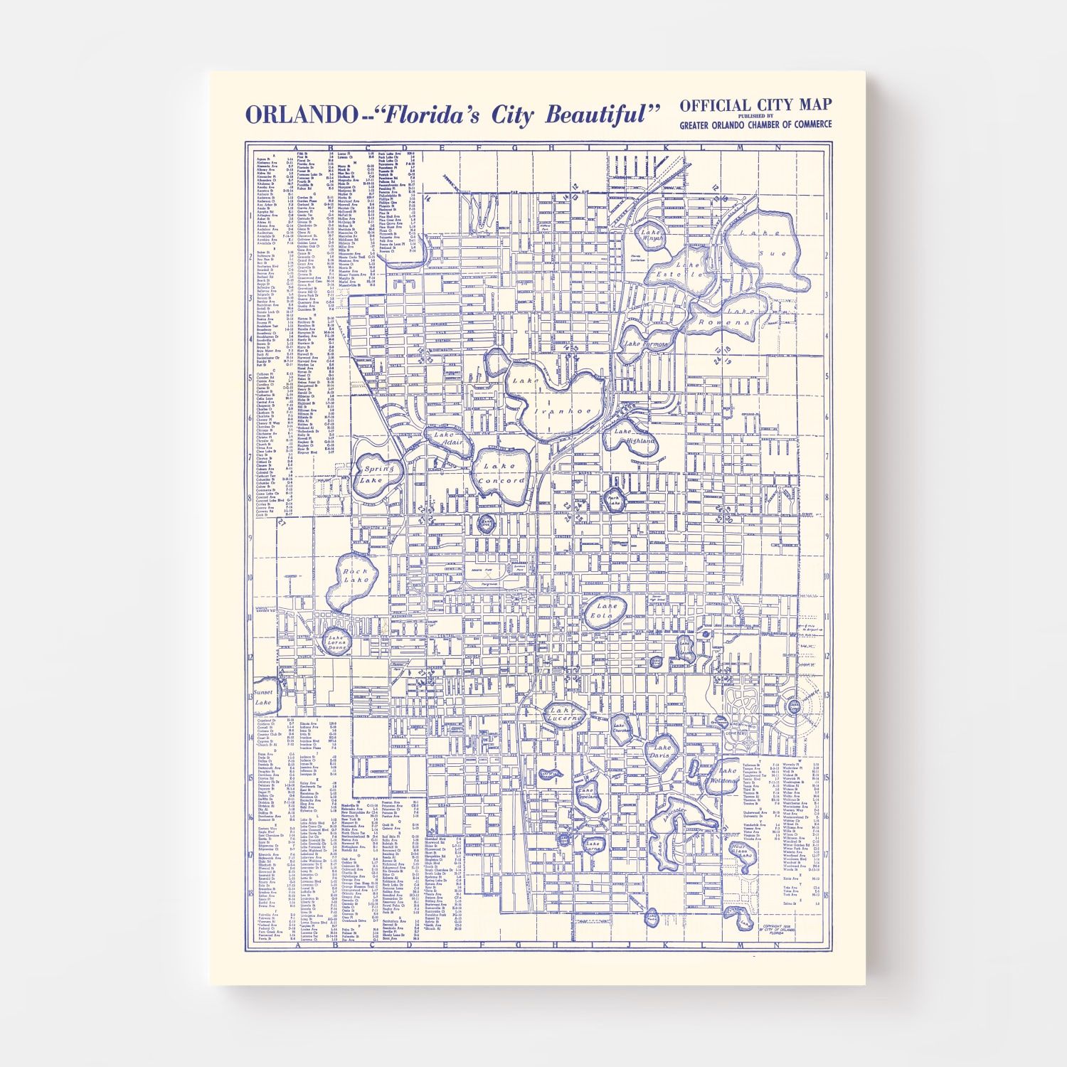 Vintage Map of Orlando, Florida 1936