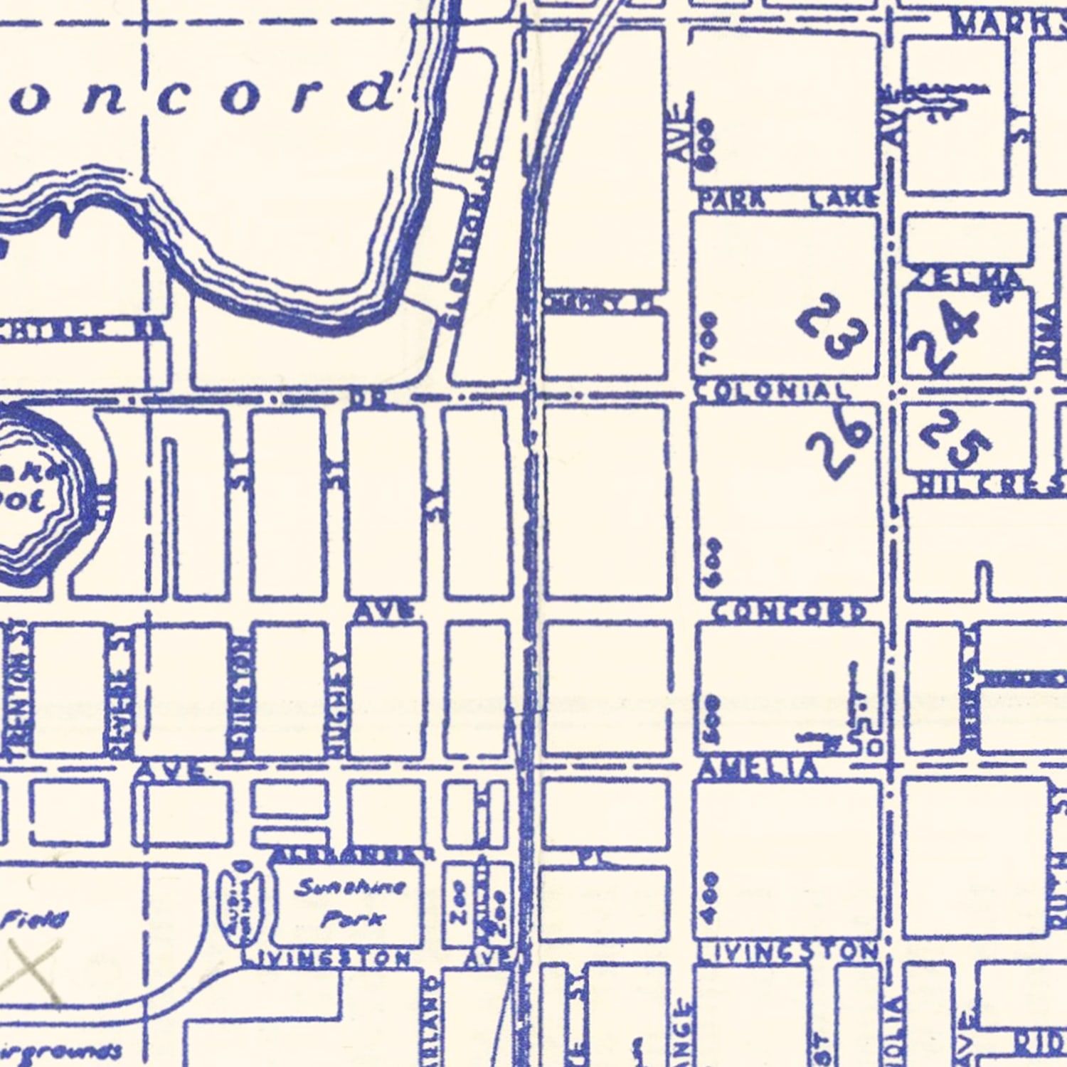 Vintage Map of Orlando, Florida 1936