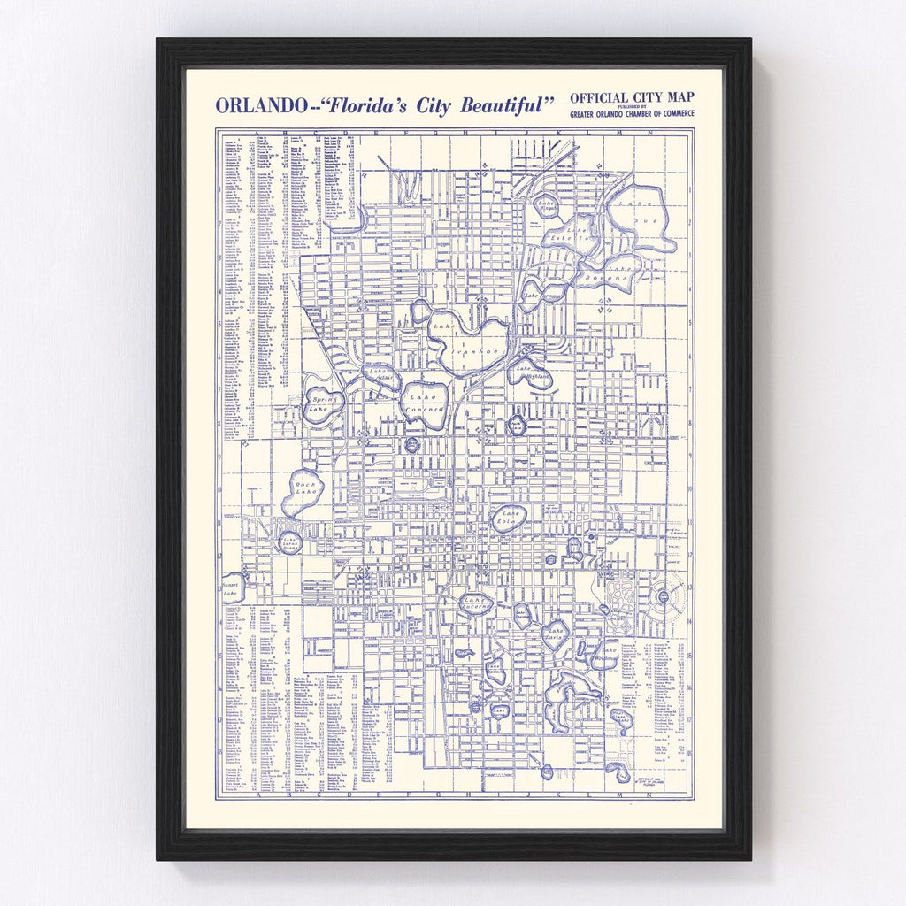 Vintage Map of Orlando, Florida 1936