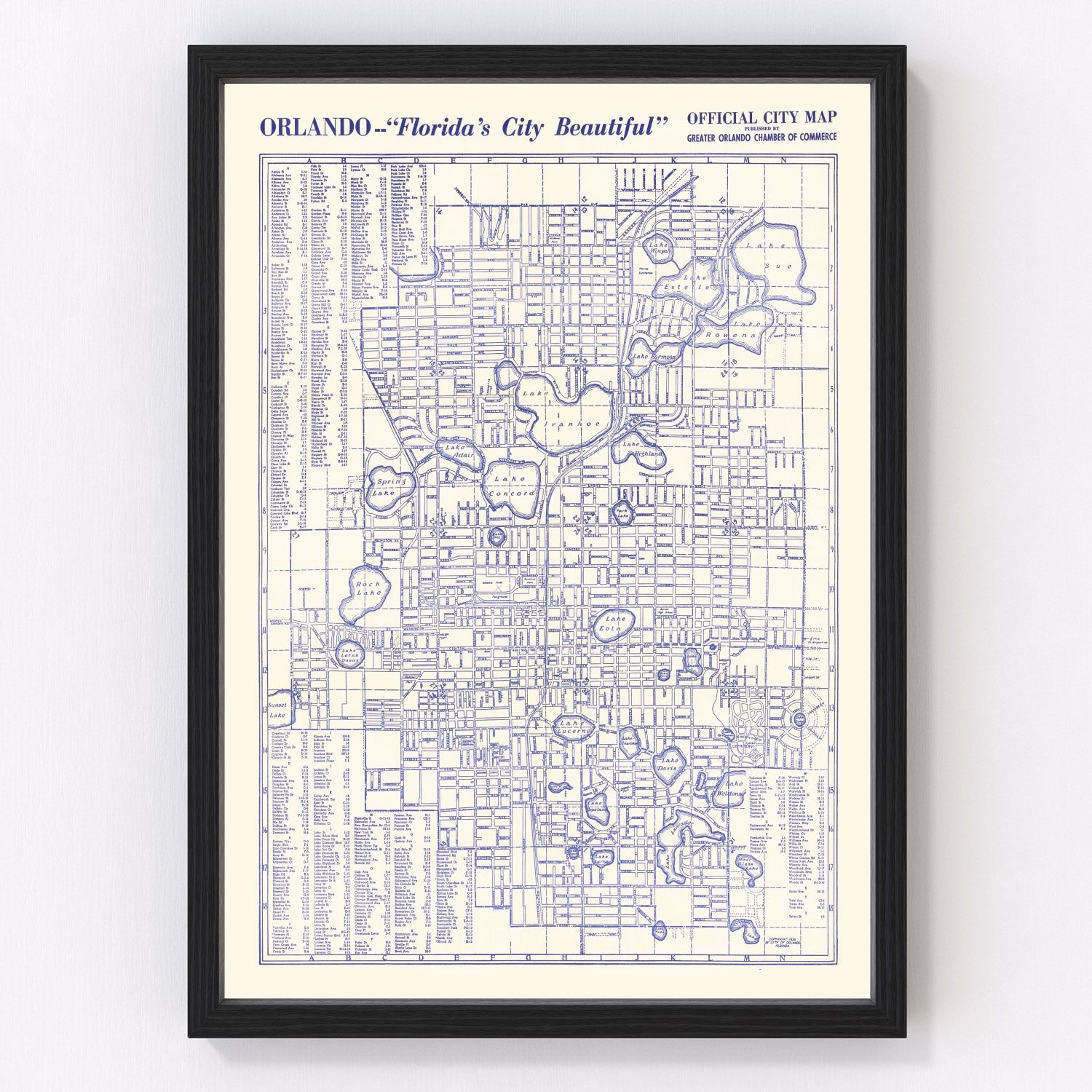 Vintage Map of Orlando, Florida 1936