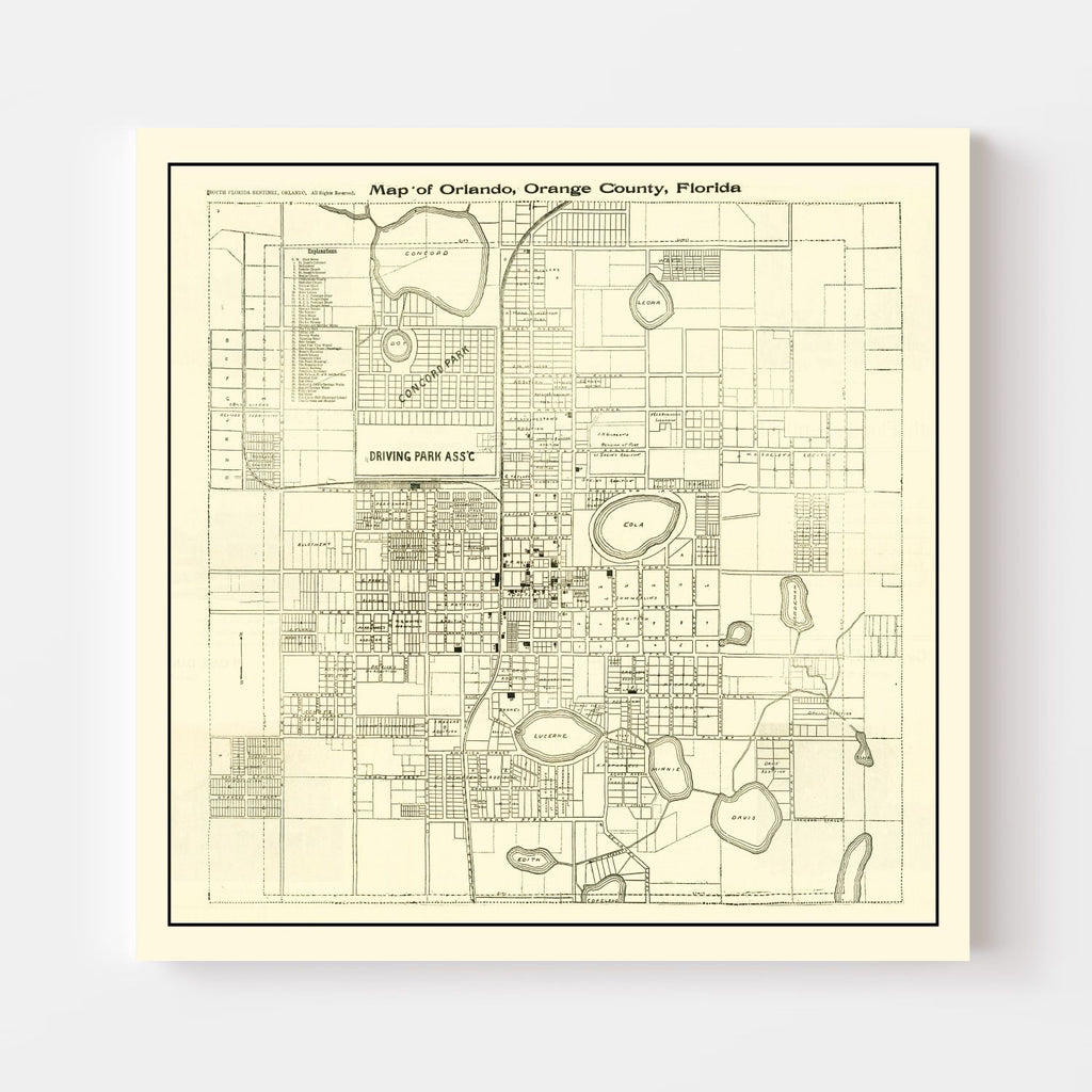 Vintage Map of Orlando, Florida 1910