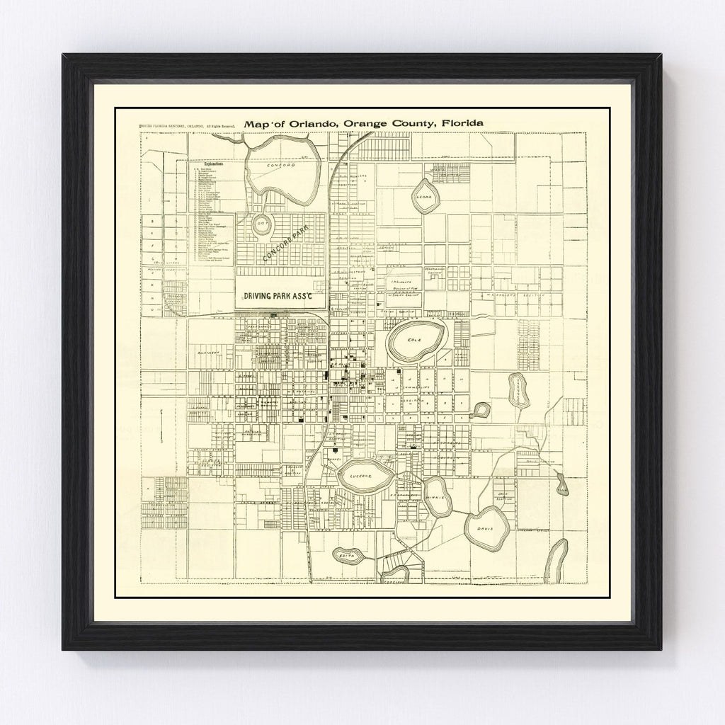 Vintage Map of Orlando, Florida 1910