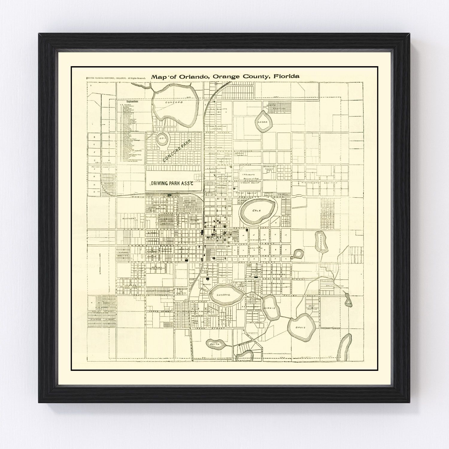 Vintage Map of Orlando, Florida 1910