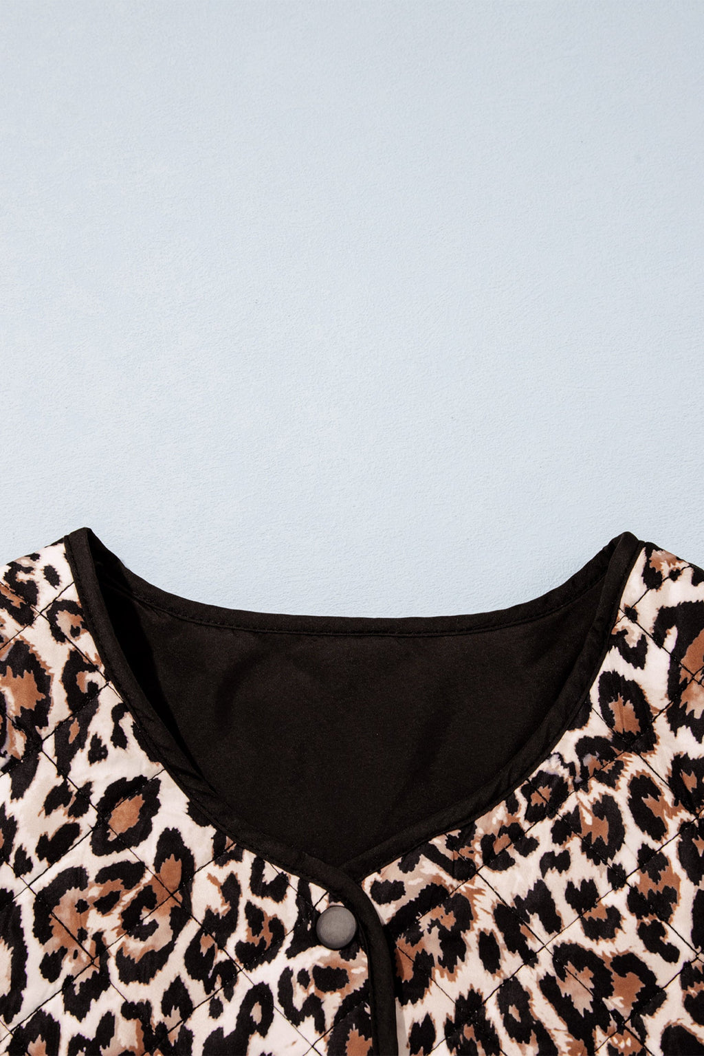 Leopard Quilted Button Front Patch Pocket Jacket