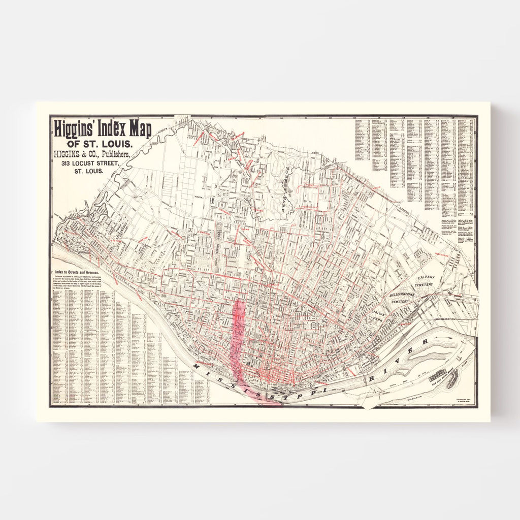 Vintage Map of St. Louis, Missouri 1894