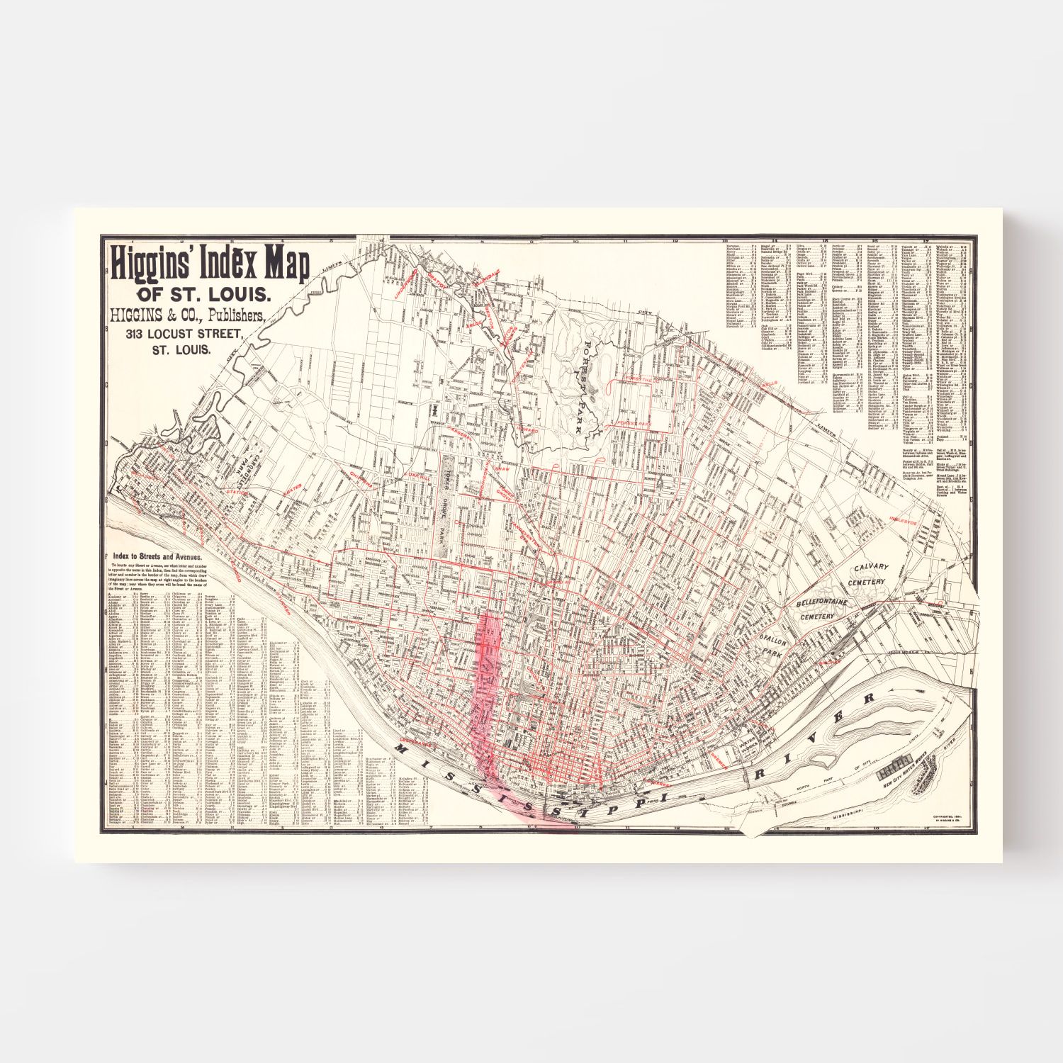 Vintage Map of St. Louis, Missouri 1894