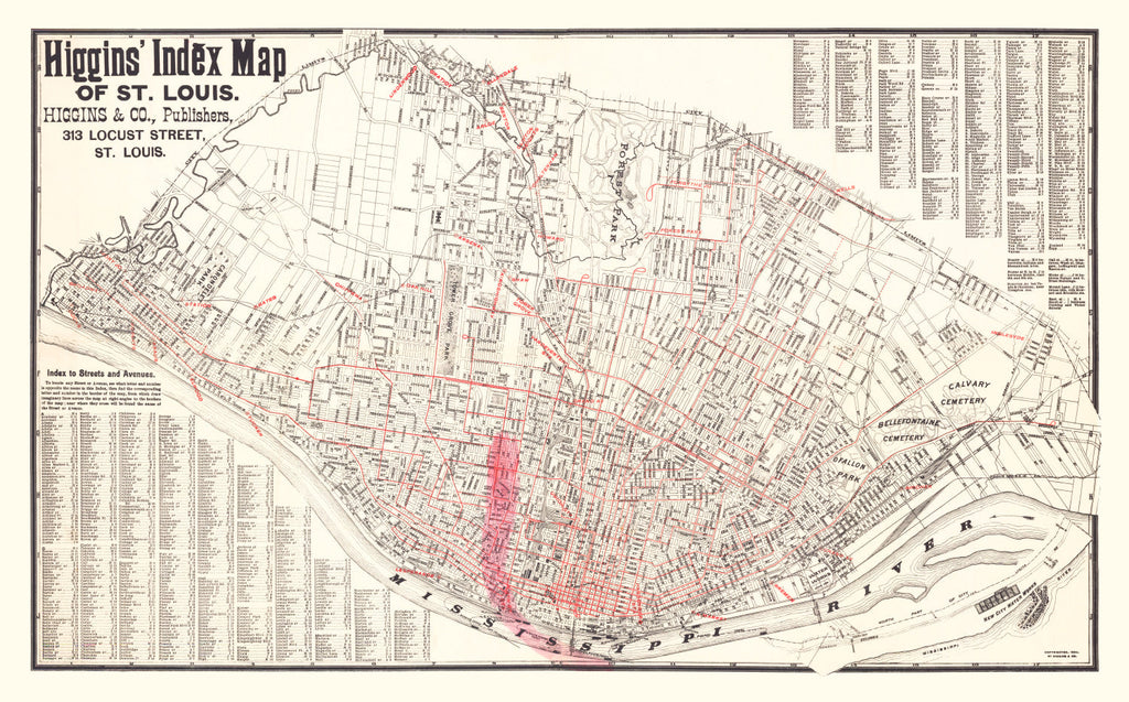 Vintage Map of St. Louis, Missouri 1894