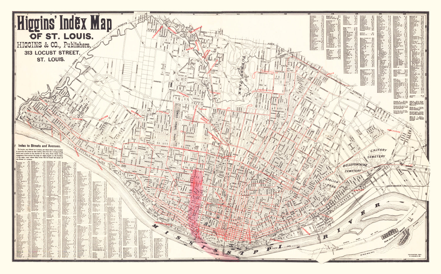 Vintage Map of St. Louis, Missouri 1894