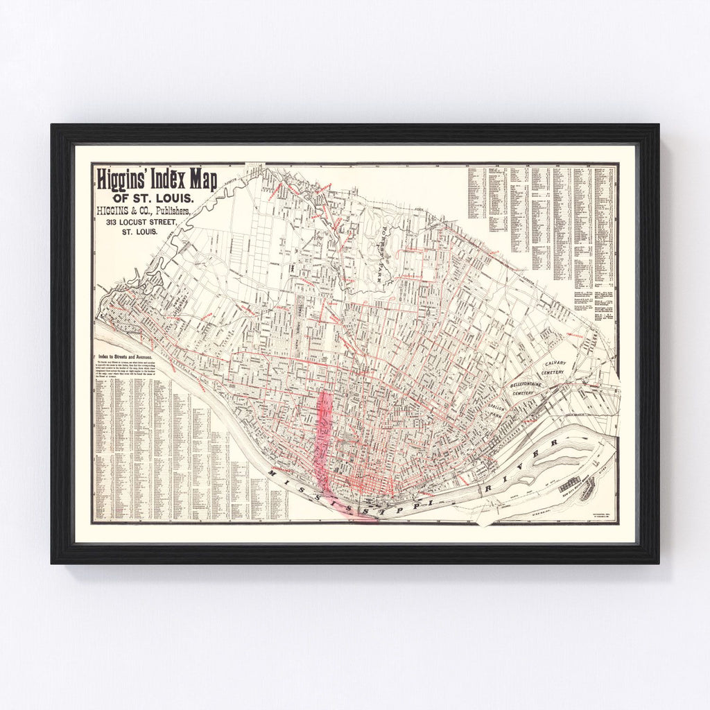 Vintage Map of St. Louis, Missouri 1894