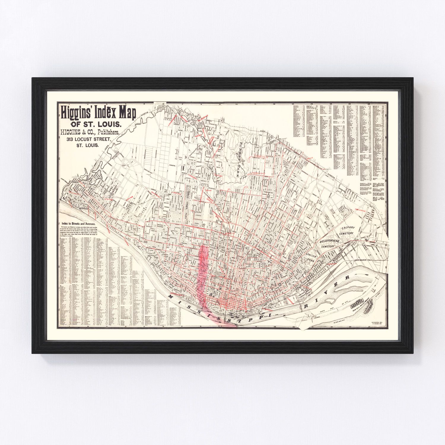 Vintage Map of St. Louis, Missouri 1894