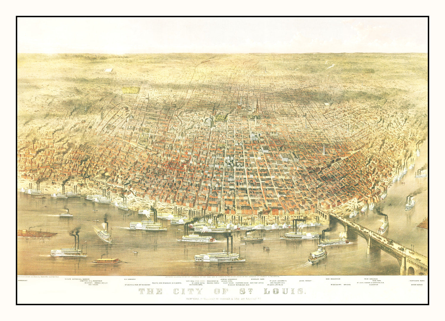 Vintage Map of St. Louis, Missouri 1874