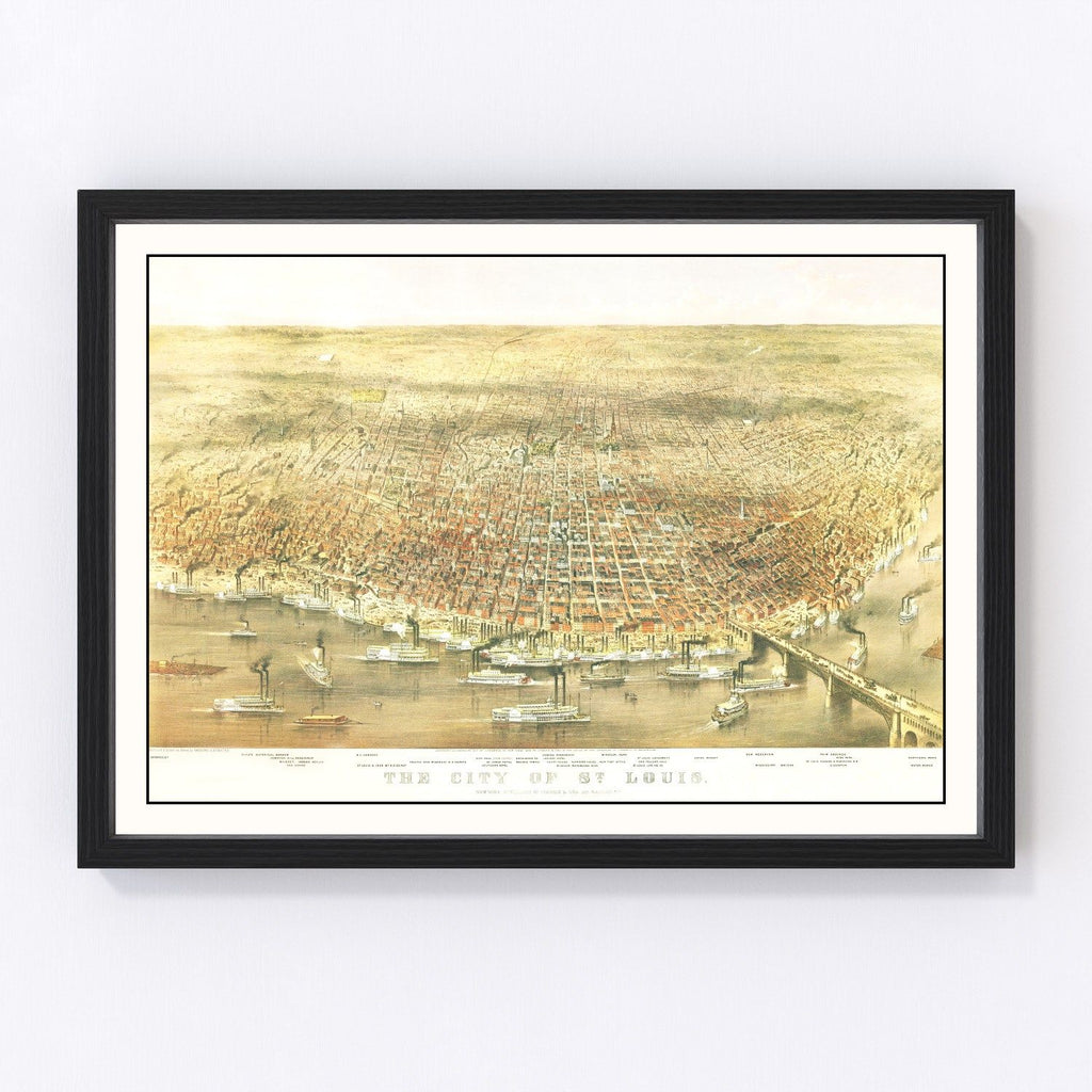 Vintage Map of St. Louis, Missouri 1874
