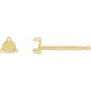14K Yellow Gold 2 mm Round Rose-Cut 3-Prong Claw Earring Mounting