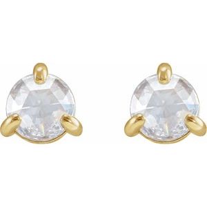 14K Yellow Gold 5.7 mm Round Rose-Cut 3-Prong Claw Earring Mounting – image 2