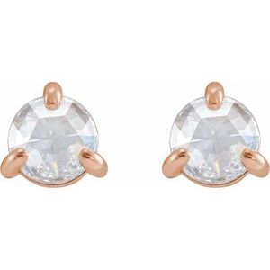 14K Rose Gold 5.7 mm Round Rose-Cut 3-Prong Claw Earring Mounting – image 2