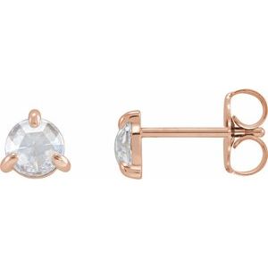 14K Rose Gold 3/8 CTW Rose-Cut Natural Diamond Stud Earrings