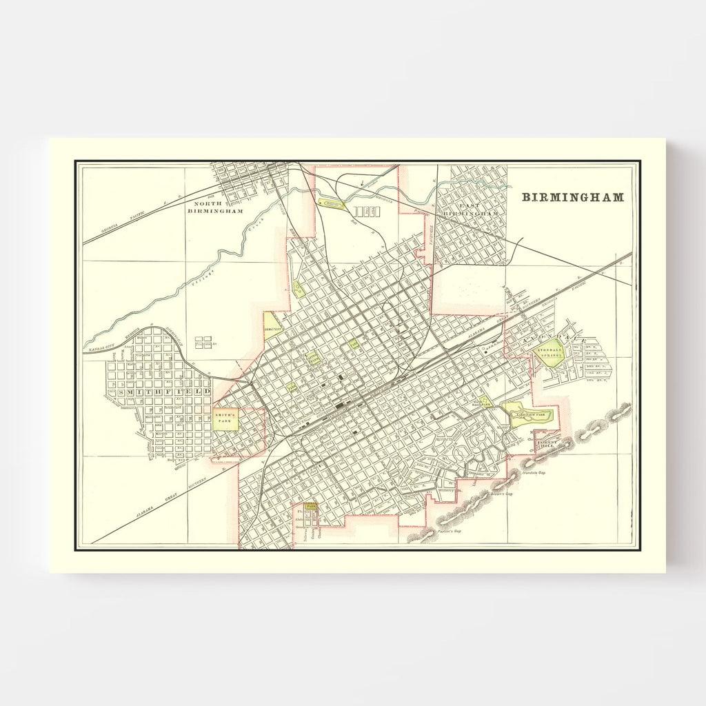 Vintage Map of Birmingham, Alabama 1895