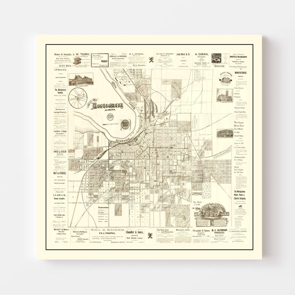 Vintage Map of Montgomery, Alabama 1899
