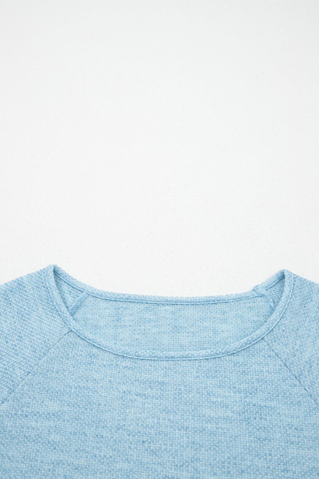 Solid Textured Knit Raglan Long Sleeve Top