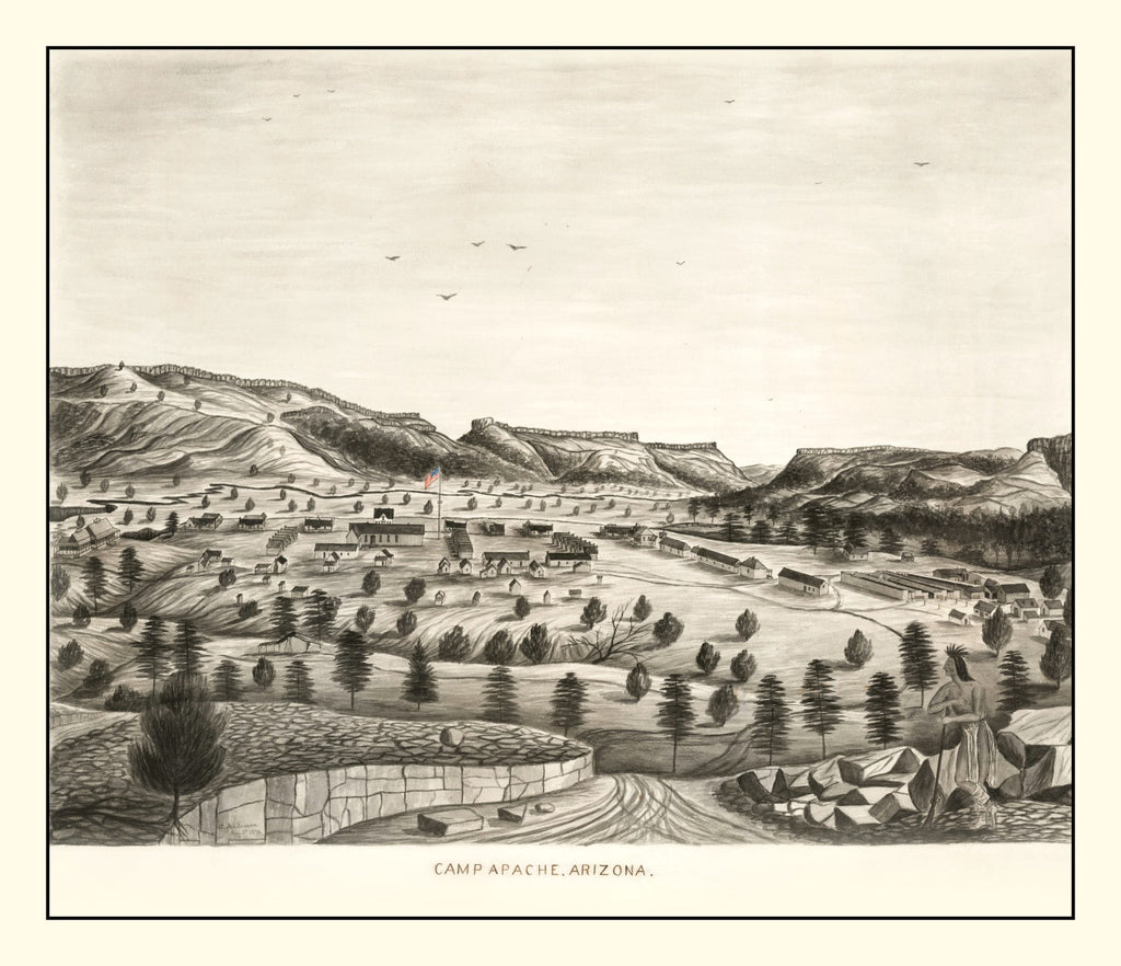 Vintage Map of Camp Apache, Arizona 1876
