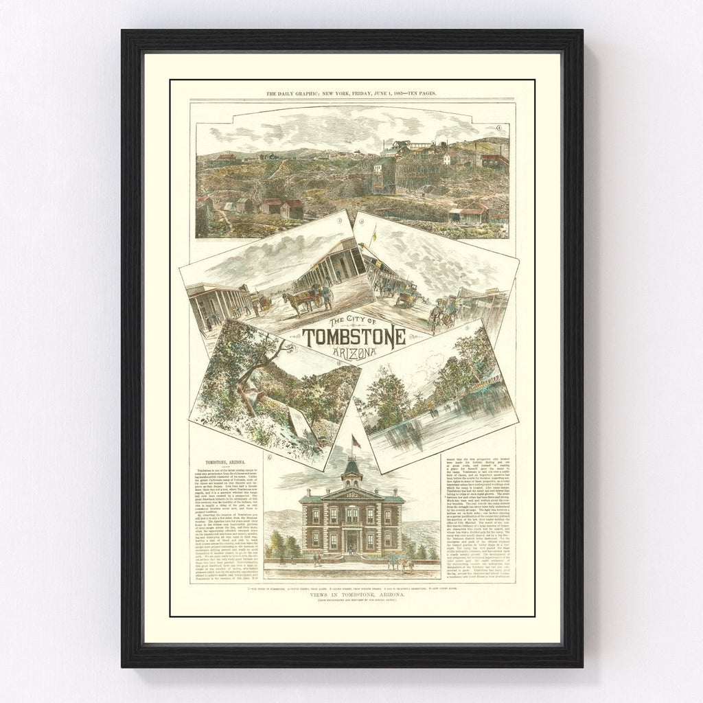 Vintage Map of Tombstone, Arizona 1883