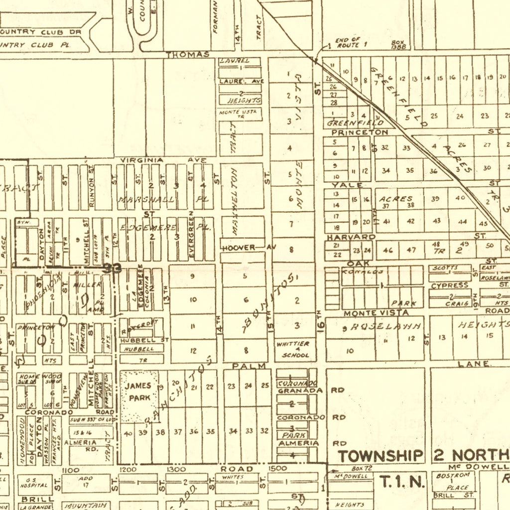 Vintage Map of Phoenix, Arizona 1935