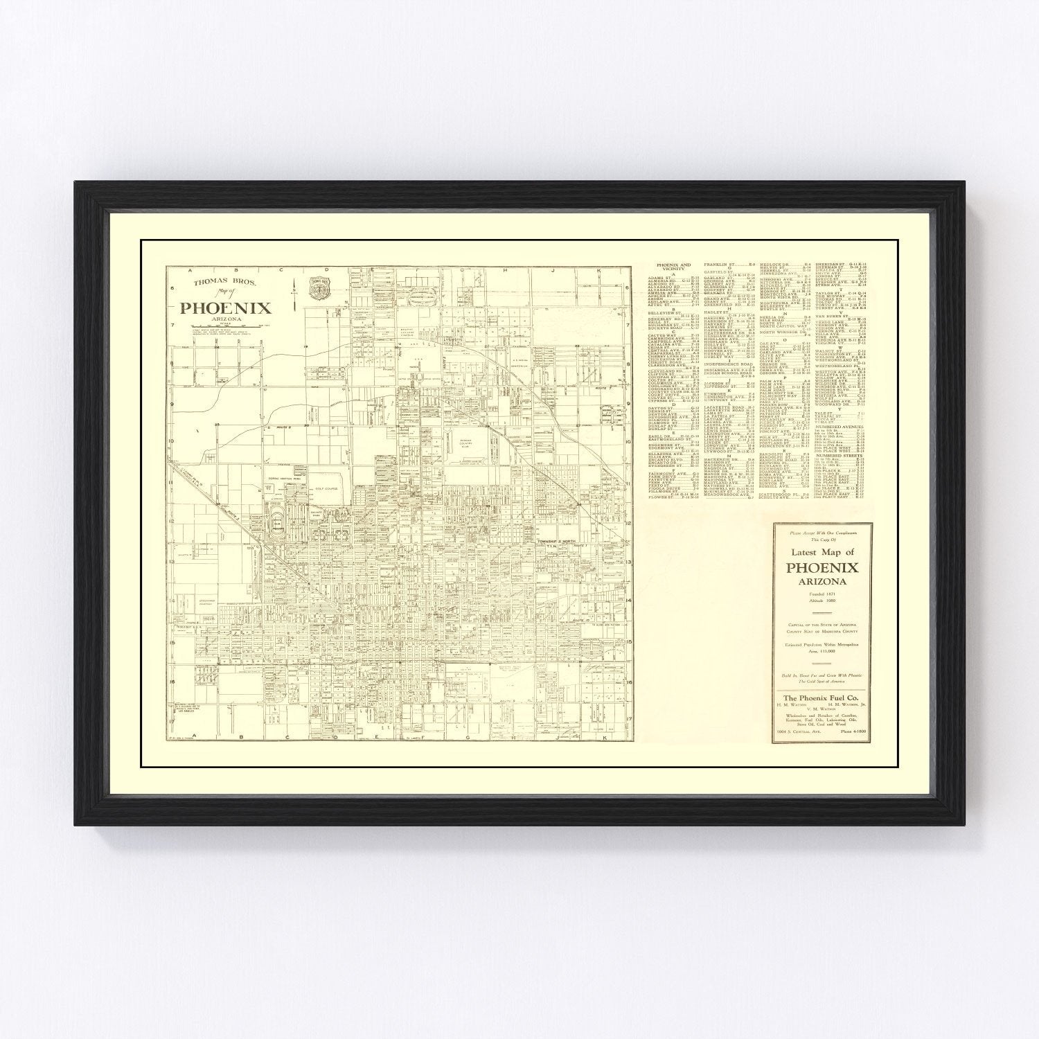 Vintage Map of Phoenix, Arizona 1935