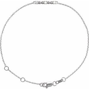 14K White Gold 1/10 CTW Natural Diamond Beaded Bar 6 1/2-7 1/2" Bracelet