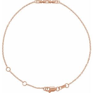 14K Rose Gold 2 mm Round Beaded Bar 6 1/2-7 1/2" Bracelet Mounting