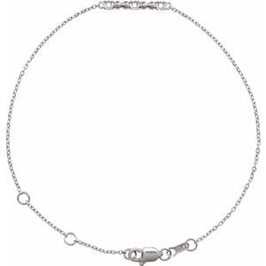 14K White Gold  2 mm Round Beaded Bar 6 1/2-7 1/2" Bracelet Mounting