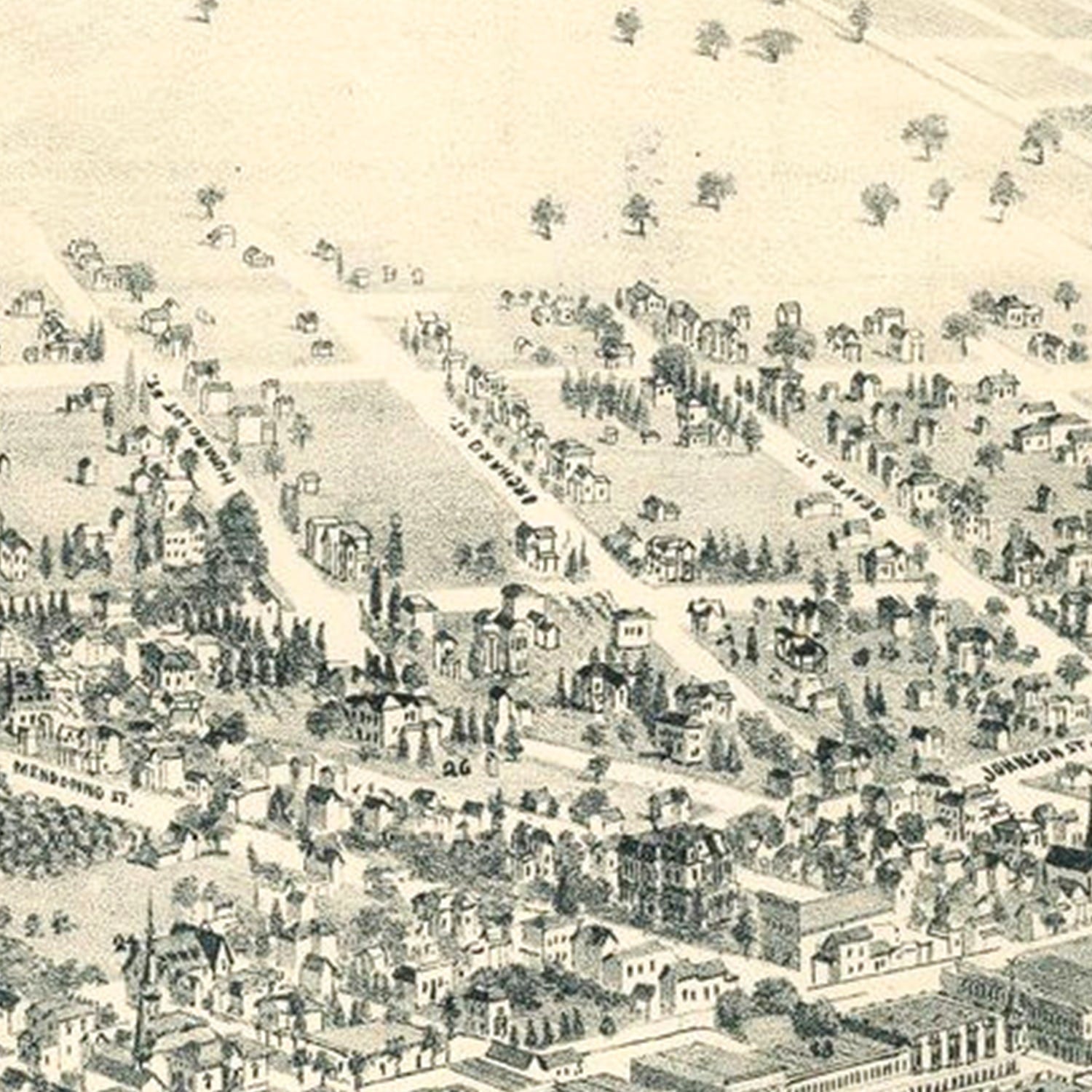 Vintage Map of Santa Rosa, California 1885