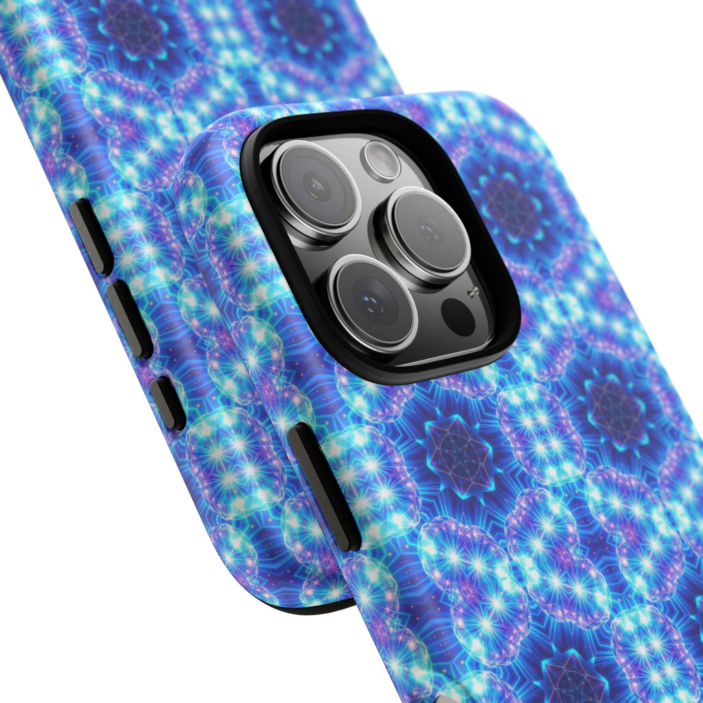 Blue Mandalas with Neon Lights Tough Phone Cases