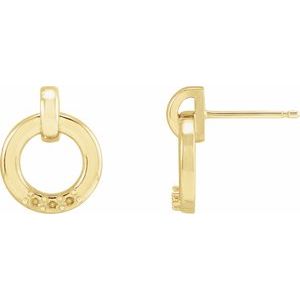 14K Yellow Gold 1.5 mm Round Circle Earring Mounting