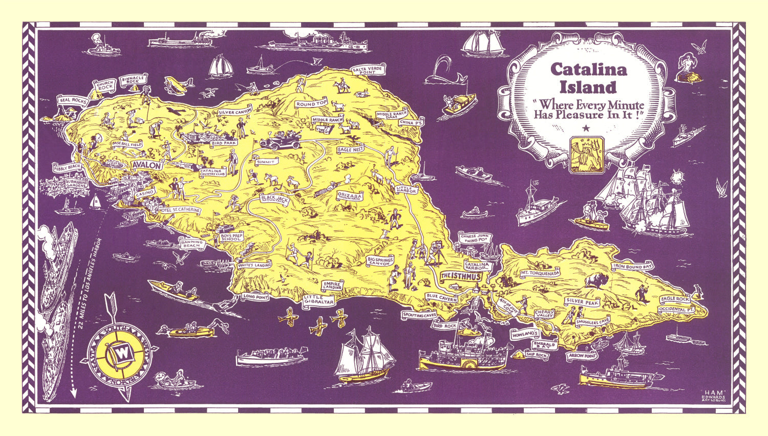 Vintage Catalina Island Map 1931