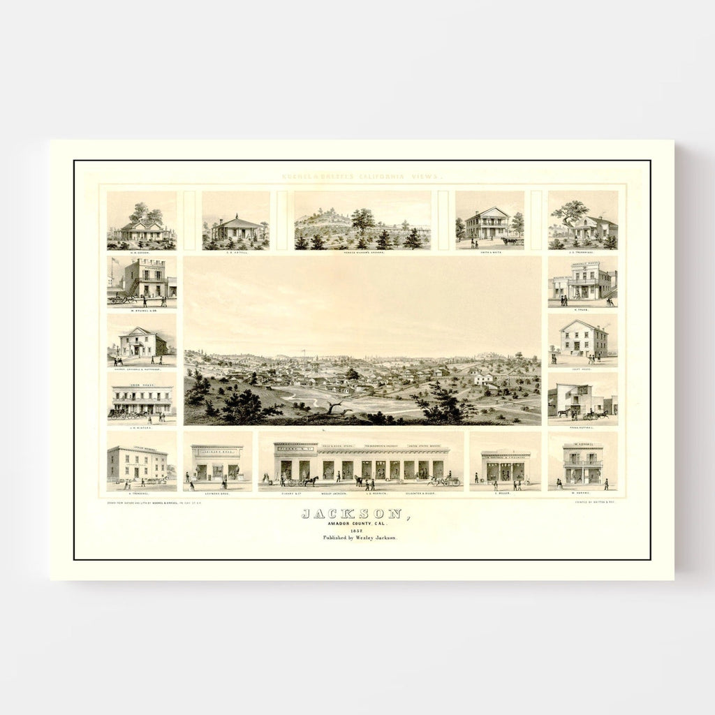 Vintage Map of Jackson, California 1857