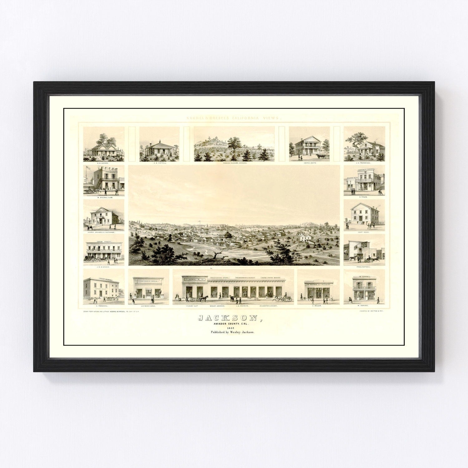Vintage Map of Jackson, California 1857