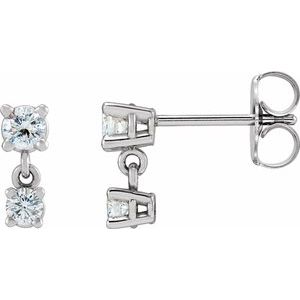 Platinum 1/3 CTW Natural Diamond Two-Stone Earrings
