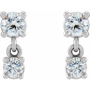 14K White Gold 1/3 CTW Natural Diamond Two-Stone Earrings – image 2
