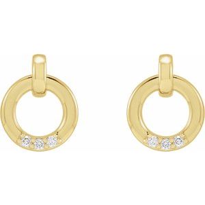 14K Yellow Gold .08 CTW Natural Diamond Circle Earrings – image 2
