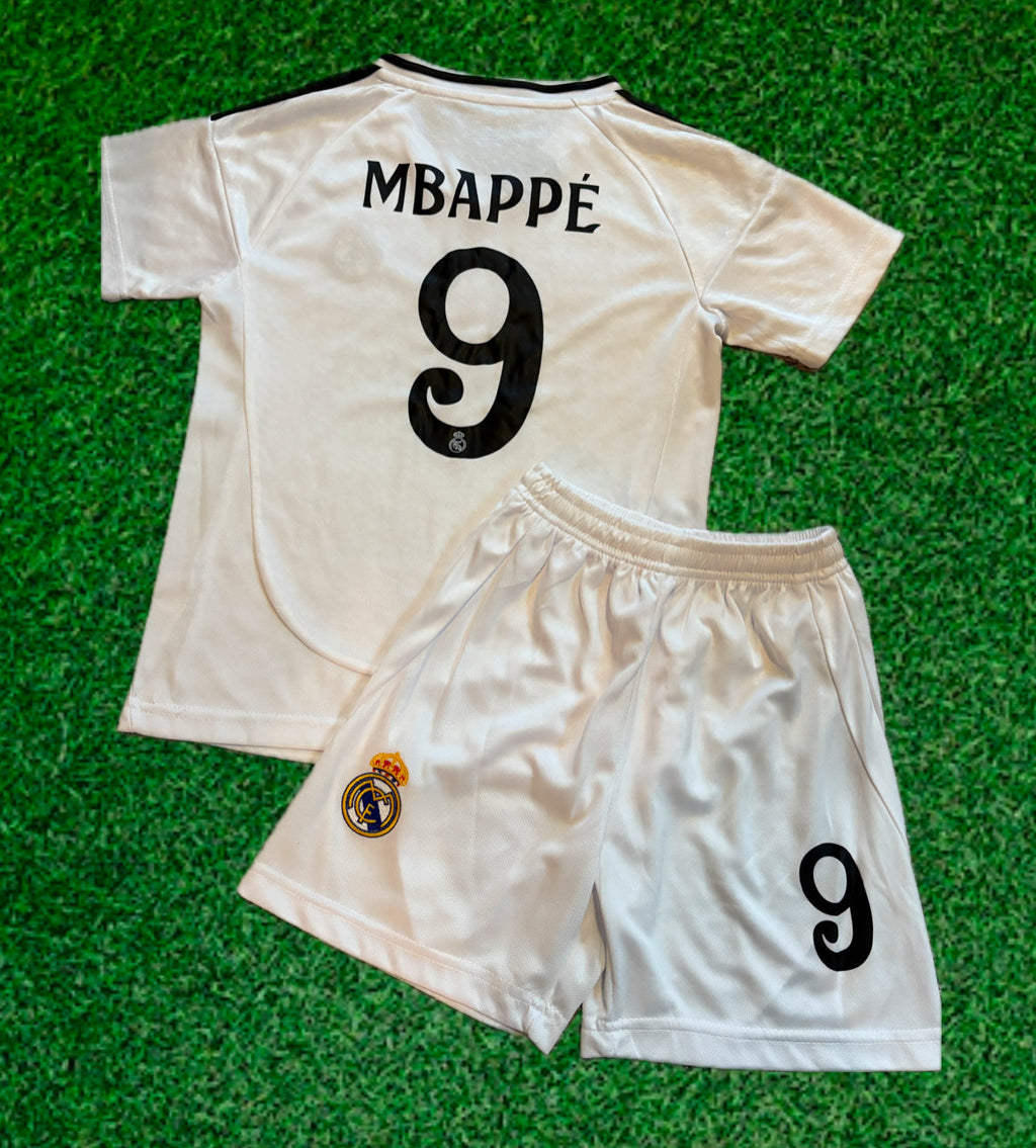 Kylian Mbappe Real Madrid White Home Jersey Toddler/Youth Soccer Jersey Kids Kit