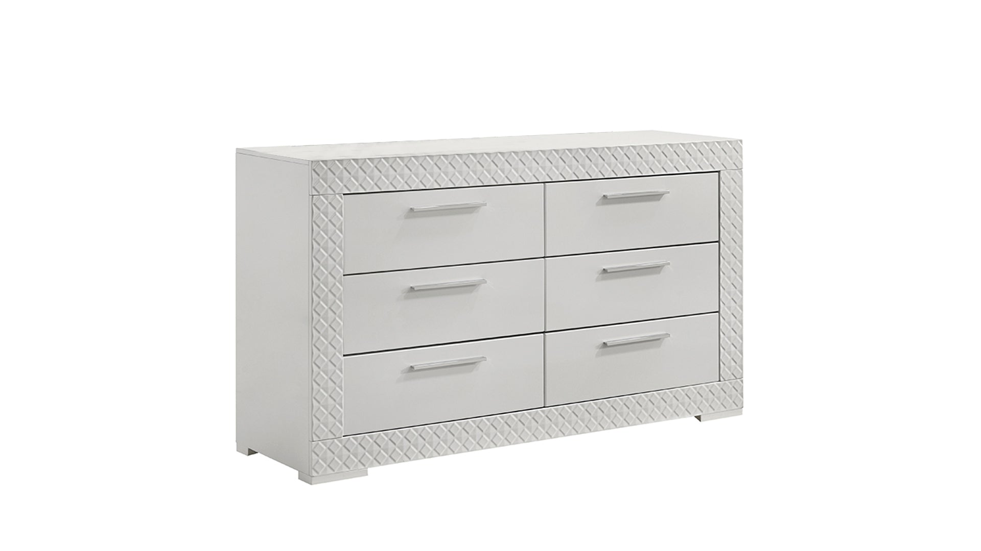 Blanca Modern Style 5 Pc Queen Bedroom Set with LED Headboard Made with Wood in White