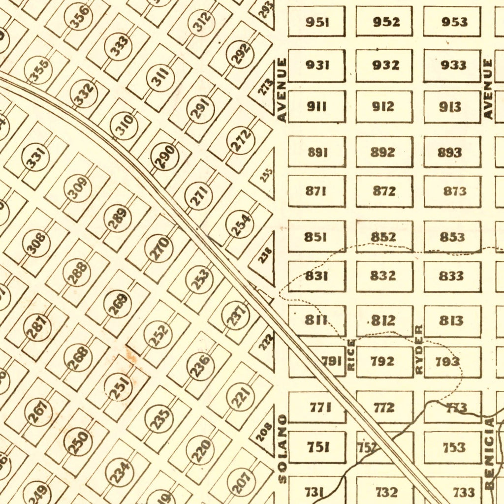 Vintage Map of Vallejo, California 1868